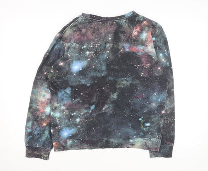 The Mountain Men's Multicoloured Wolf Galaxy Pullover Sweatshirt L