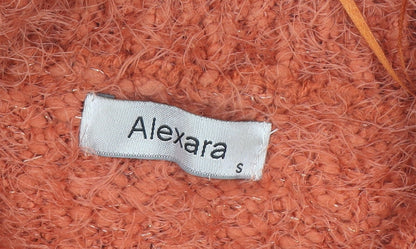 Alexara Women’s Orange Roll Neck Chunky Knit Jumper Size S