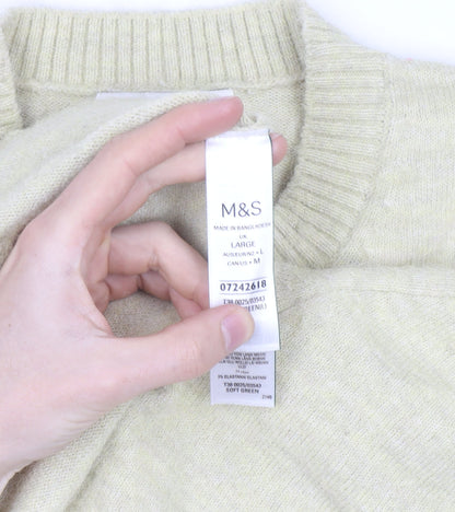 Marks and Spencer Women’s Beige Short Sleeve Wool Blend Jumper L