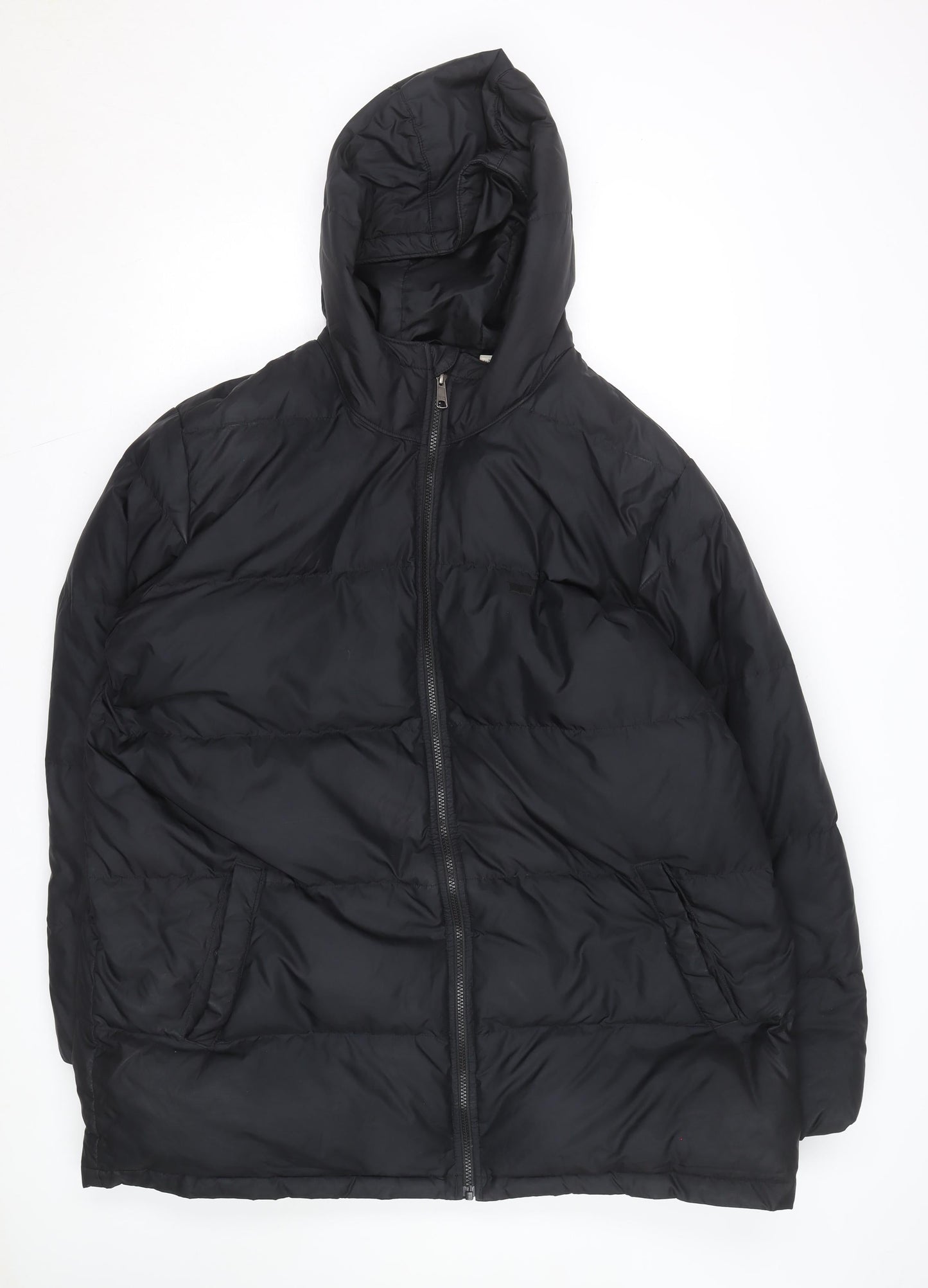 Levi's Men's Black XL Puffer Jacket Hooded Mid-Length Winter Coat