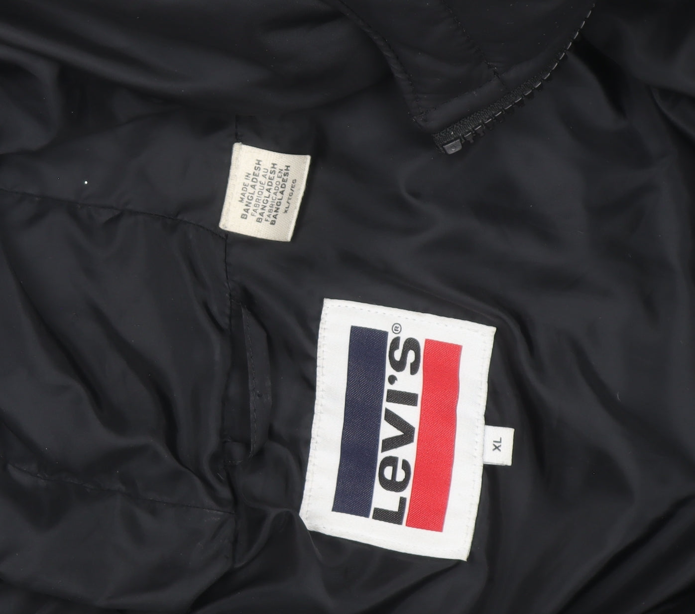Levi's Men's Black XL Puffer Jacket Hooded Mid-Length Winter Coat