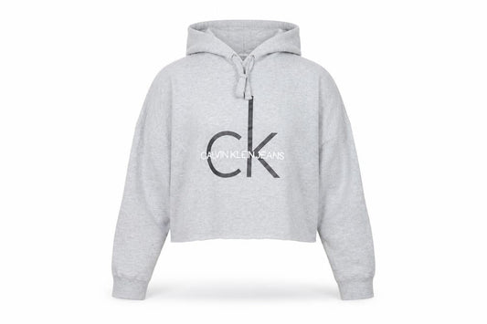 Calvin Klein Jeans Womens Grey Cropped Hoodie Size M