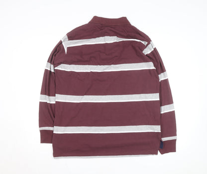 Steve & Barry's Men's Red Striped Long Sleeve Rugby Shirt M