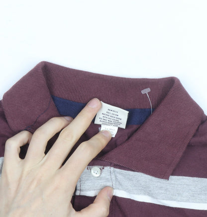 Steve & Barry's Men's Red Striped Long Sleeve Rugby Shirt M
