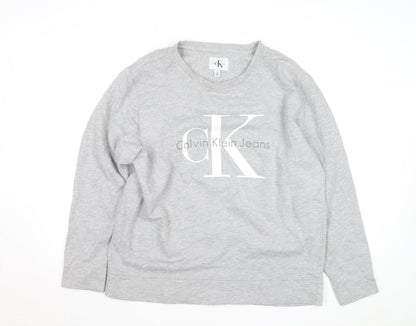 Calvin Klein Jeans Men's Grey Logo Pullover Sweatshirt Size L