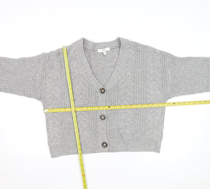 Marks and Spencer Women's Grey Cable Knit V-Neck Cardigan M