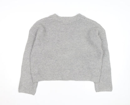 Marks and Spencer Women's Grey Cable Knit V-Neck Cardigan M