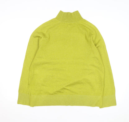 Marks and Spencer Women Green Mock Neck Wool Blend Jumper Medium