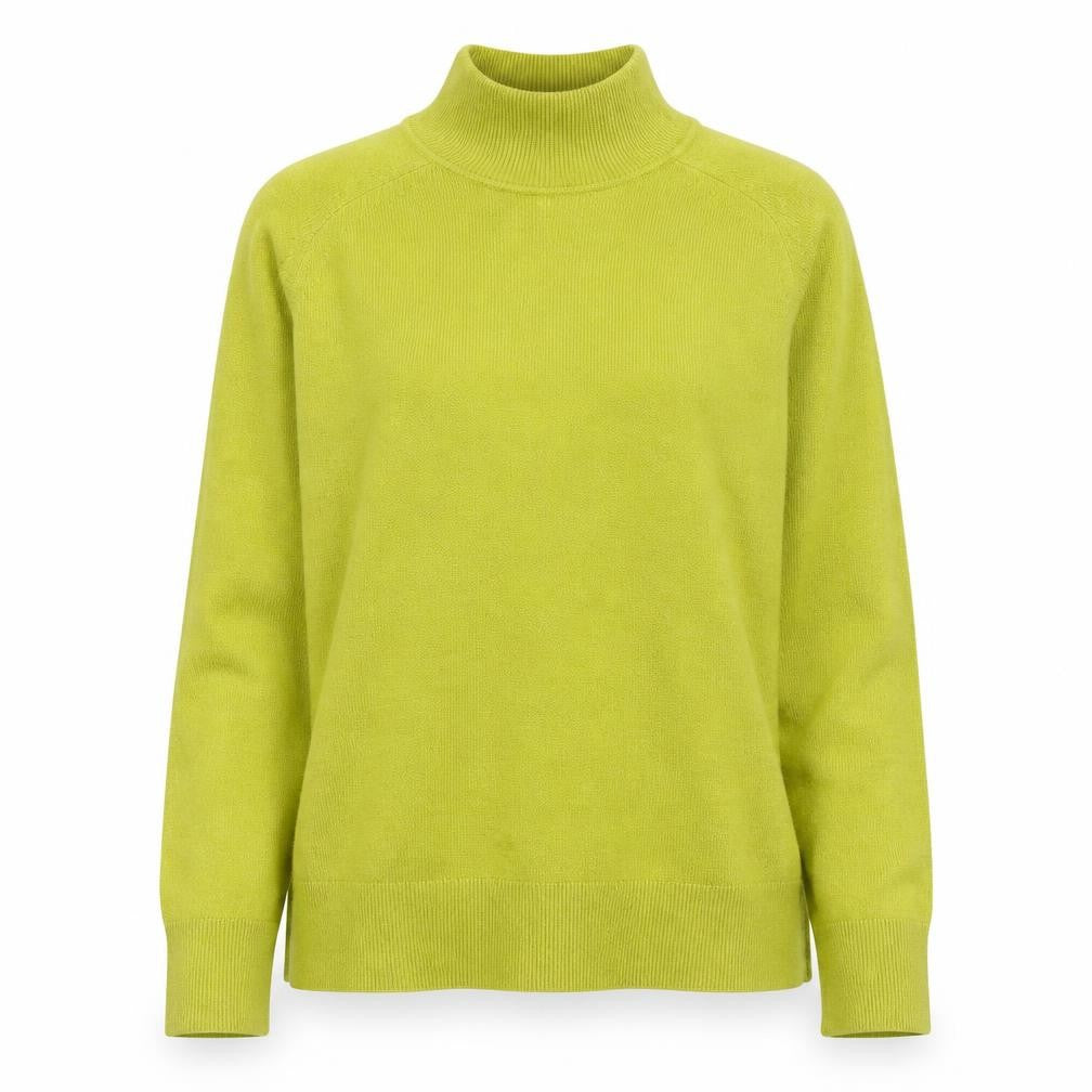 Marks and Spencer Women Green Mock Neck Wool Blend Jumper Medium