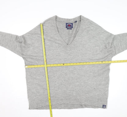 Superdry Women's Grey Wool Blend V-Neck Relaxed Fit Jumper L