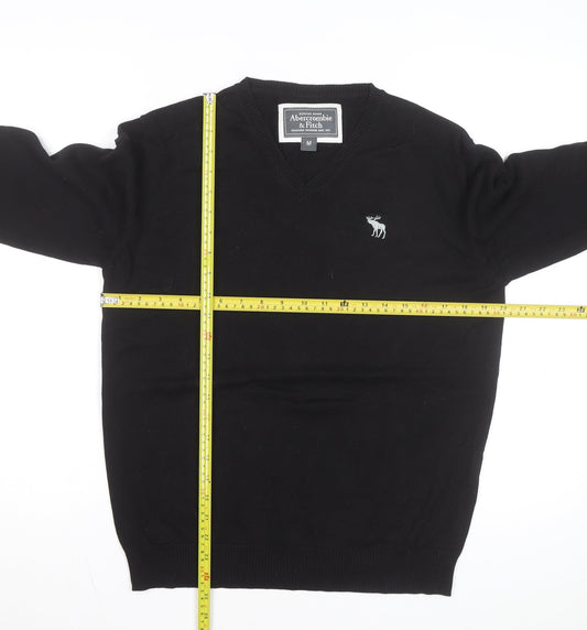 Abercrombie & Fitch Men's Black V-Neck Cotton Jumper M