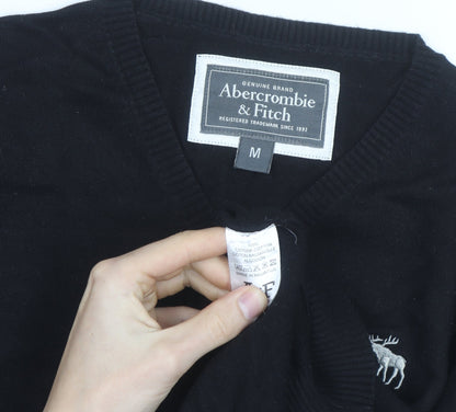 Abercrombie & Fitch Men's Black V-Neck Cotton Jumper M