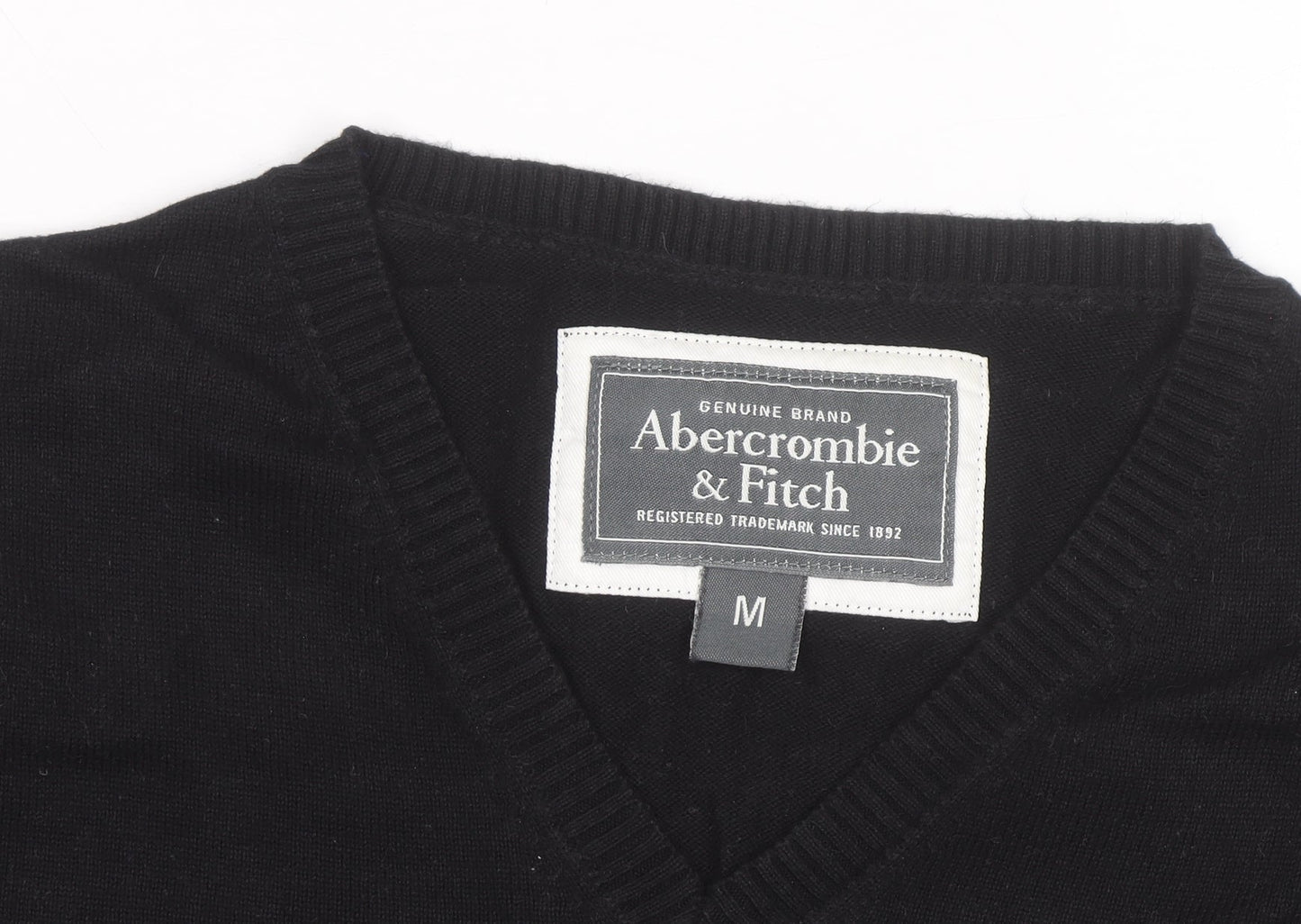 Abercrombie & Fitch Men's Black V-Neck Cotton Jumper M