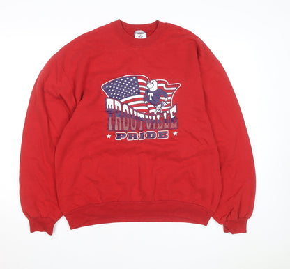 Jerzees Men's Red 'Troutville Pride' Graphic Sweatshirt L