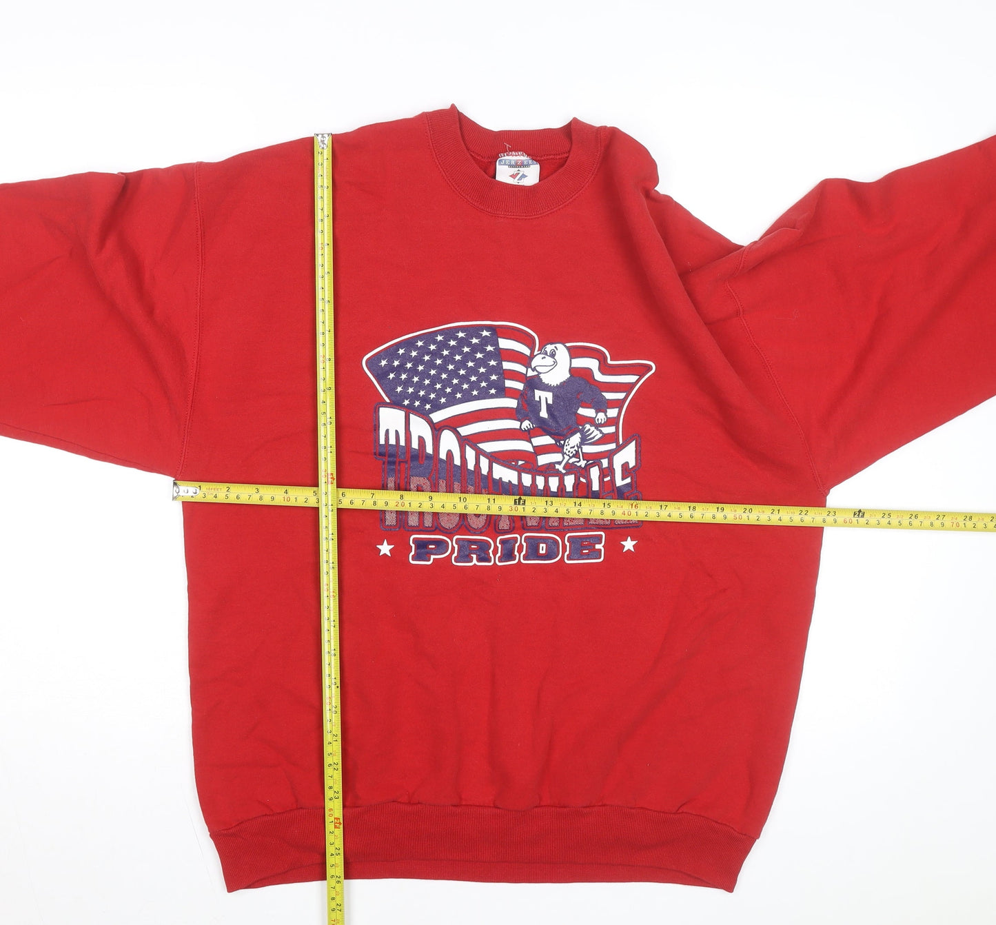 Jerzees Men's Red 'Troutville Pride' Graphic Sweatshirt L