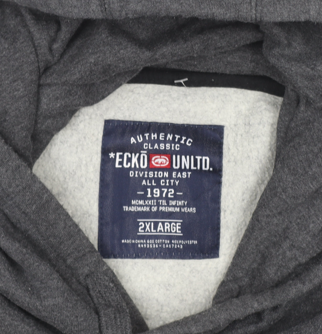 Ecko Unltd Men’s Grey 2XL Pullover Hoodie Fleece Logo Sweatshirt