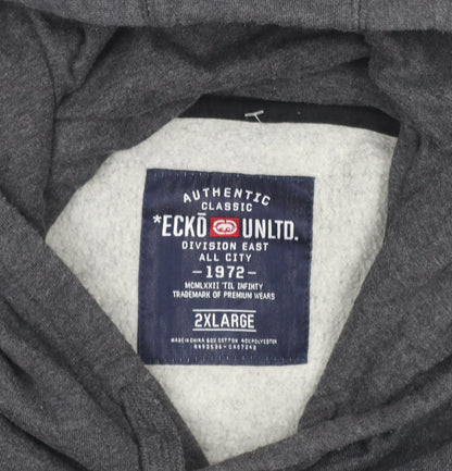 Ecko Unltd Men’s Grey 2XL Pullover Hoodie Fleece Logo Sweatshirt