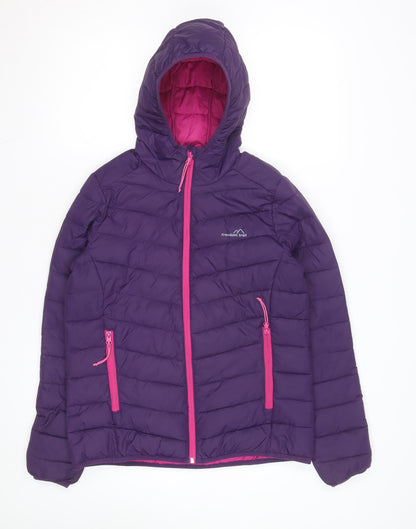 Freedom Trail Womens Purple Hooded Puffer Jacket Size 10