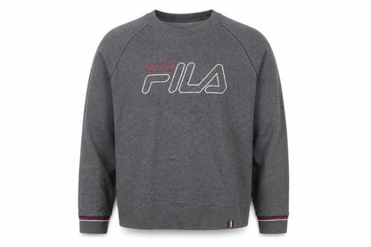 Fila Men Grey 2XL Pullover Logo Sweatshirt Crew Neck Casual