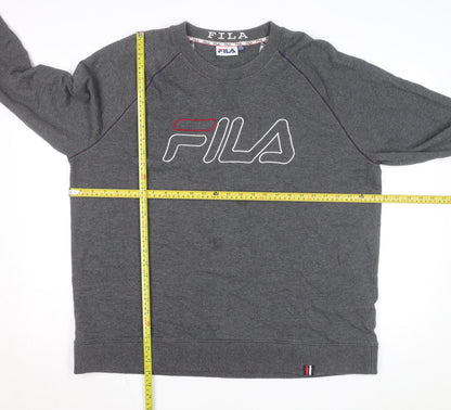 Fila Men Grey 2XL Pullover Logo Sweatshirt Crew Neck Casual