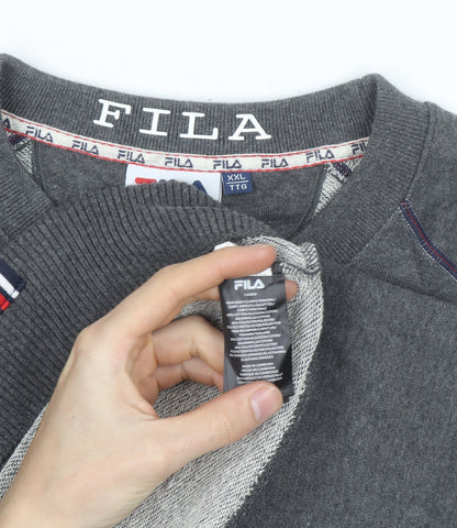 Fila Men Grey 2XL Pullover Logo Sweatshirt Crew Neck Casual