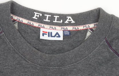 Fila Men Grey 2XL Pullover Logo Sweatshirt Crew Neck Casual