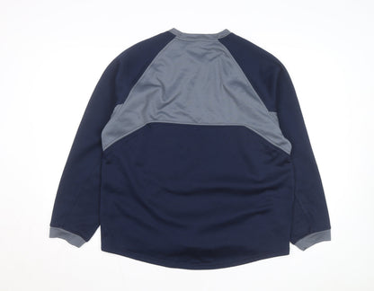 Adidas Mens Blue L Pullover Fleece Sweatshirt Embroidered Logo
