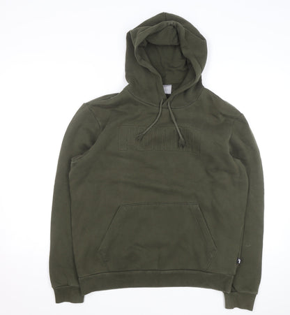 Puma Men's Green Medium Pullover Hoodie Fleece Sweatshirt