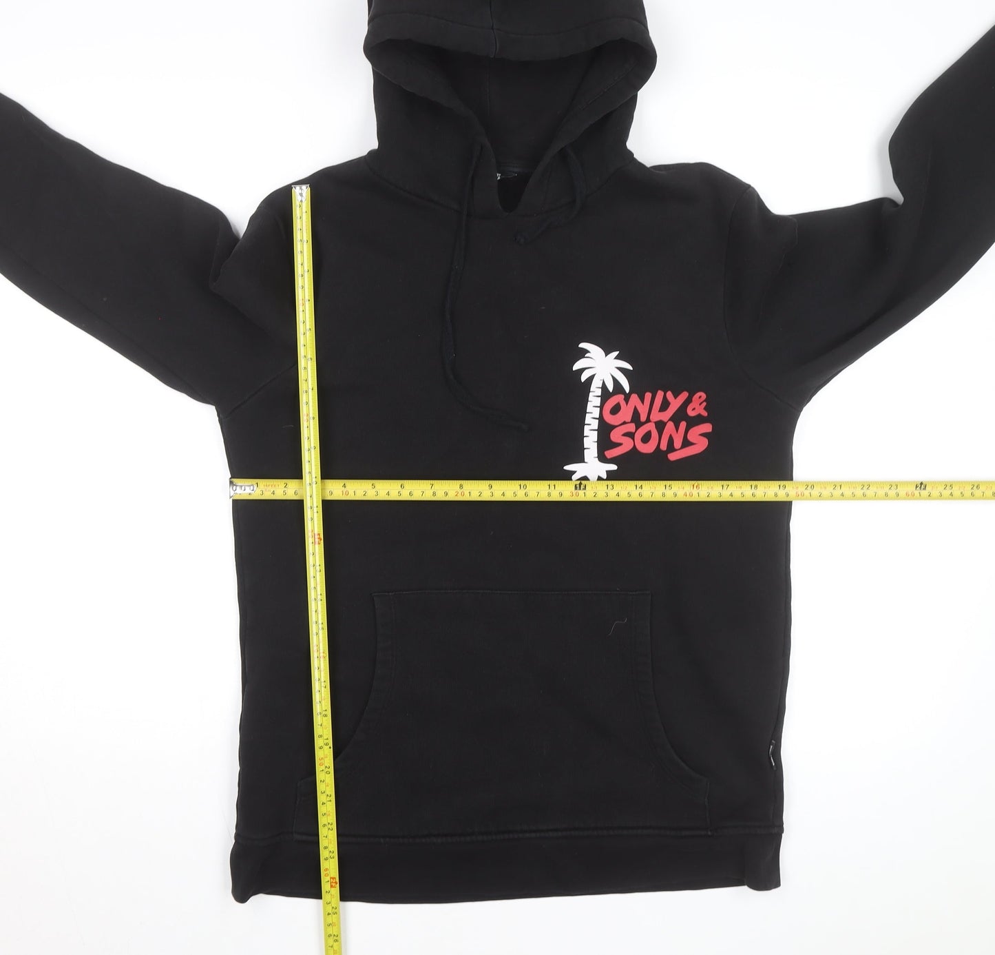 ONLY & SONS Men’s Black Pullover Hoodie Small Graphic Print Fleece