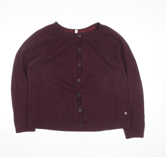 Weird Fish Women's Purple Size 18 Cotton Blend Button Cardigan