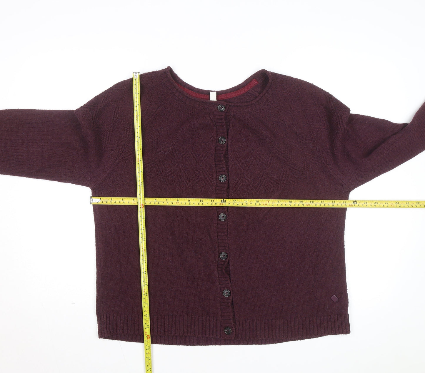 Weird Fish Women's Purple Size 18 Cotton Blend Button Cardigan