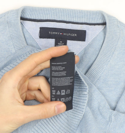 Tommy Hilfiger Men’s Blue Cotton V-Neck Pullover Jumper M