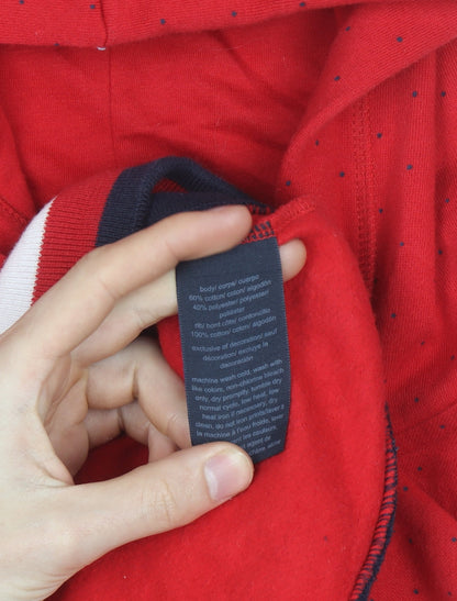 Tommy Hilfiger Girls Red Full Zip Hoodie L Logo Detail Cotton Blend