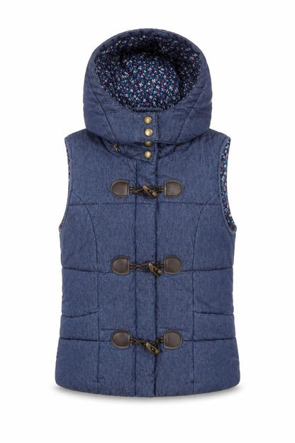 New Look Women's Blue Quilted Hooded Waistcoat Size M