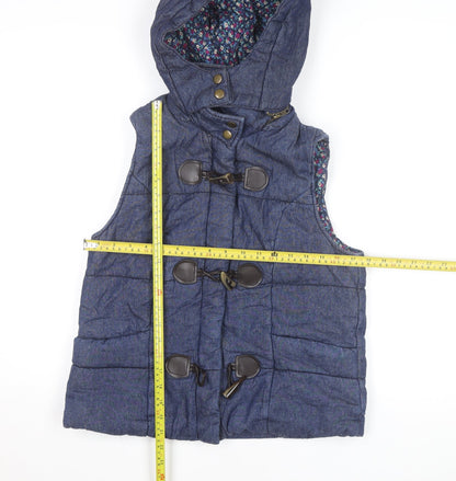 New Look Women's Blue Quilted Hooded Waistcoat Size M