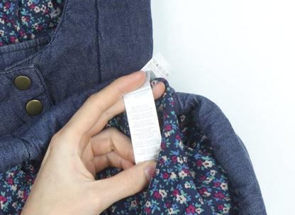 New Look Women's Blue Quilted Hooded Waistcoat Size M
