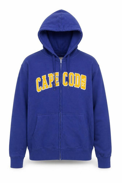 Cuffy’s Men’s Blue Full Zip Hoodie M College Graphic Cape Cod