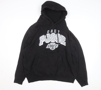 Obey Men Black Pullover Hoodie XL Streetwear Graphic Logo