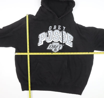 Obey Men Black Pullover Hoodie XL Streetwear Graphic Logo