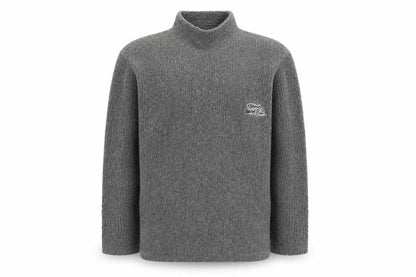 Weird Fish Men's Grey Roll Neck Wool Blend Jumper Size M