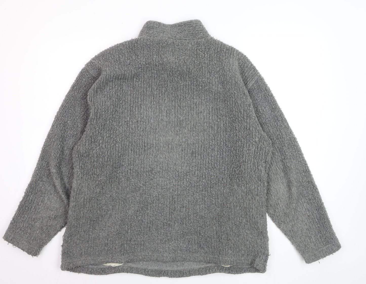 Weird Fish Men's Grey Roll Neck Wool Blend Jumper Size M