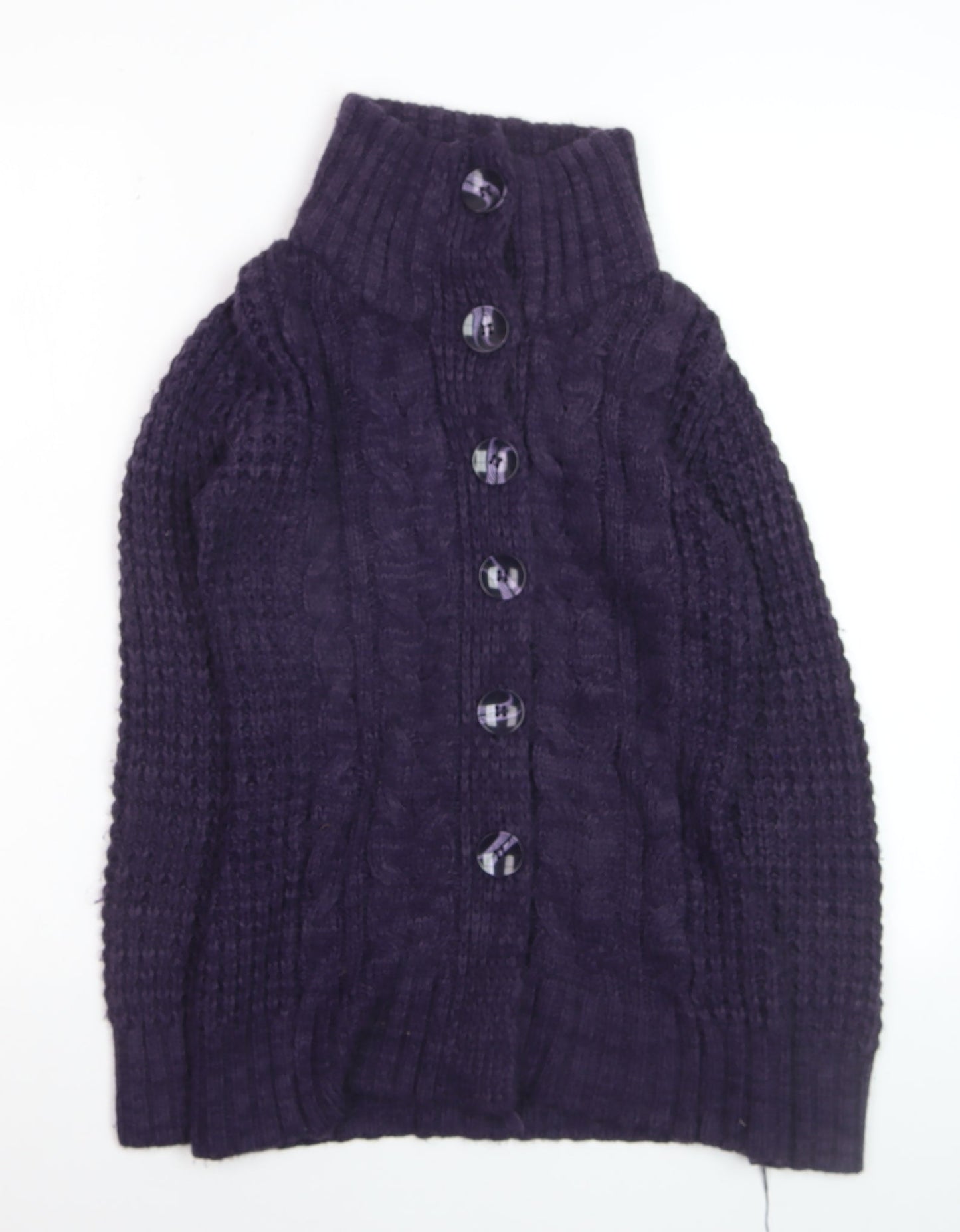 George Women Purple Cable-Knit Button Cardigan UK 8 Petite