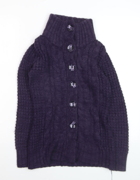 George Women Purple Cable-Knit Button Cardigan UK 8 Petite
