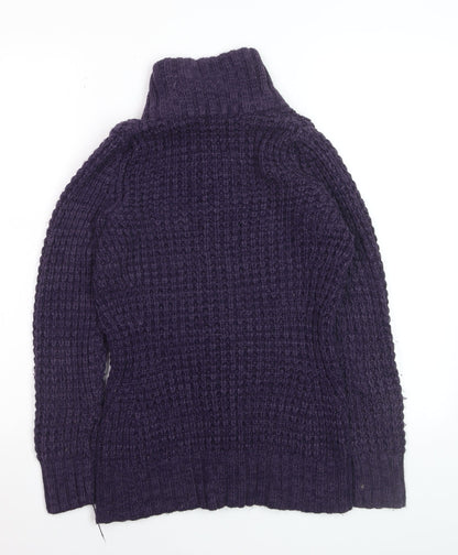 George Women Purple Cable-Knit Button Cardigan UK 8 Petite