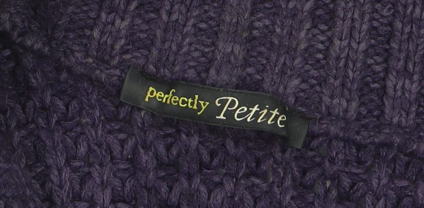 George Women Purple Cable-Knit Button Cardigan UK 8 Petite