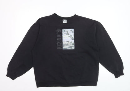 Marathon Apparel Mens Black Duck Graphic Pullover Sweatshirt M