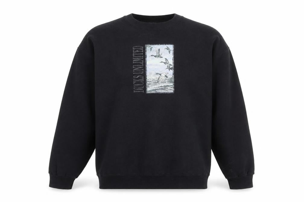 Marathon Apparel Mens Black Duck Graphic Pullover Sweatshirt M