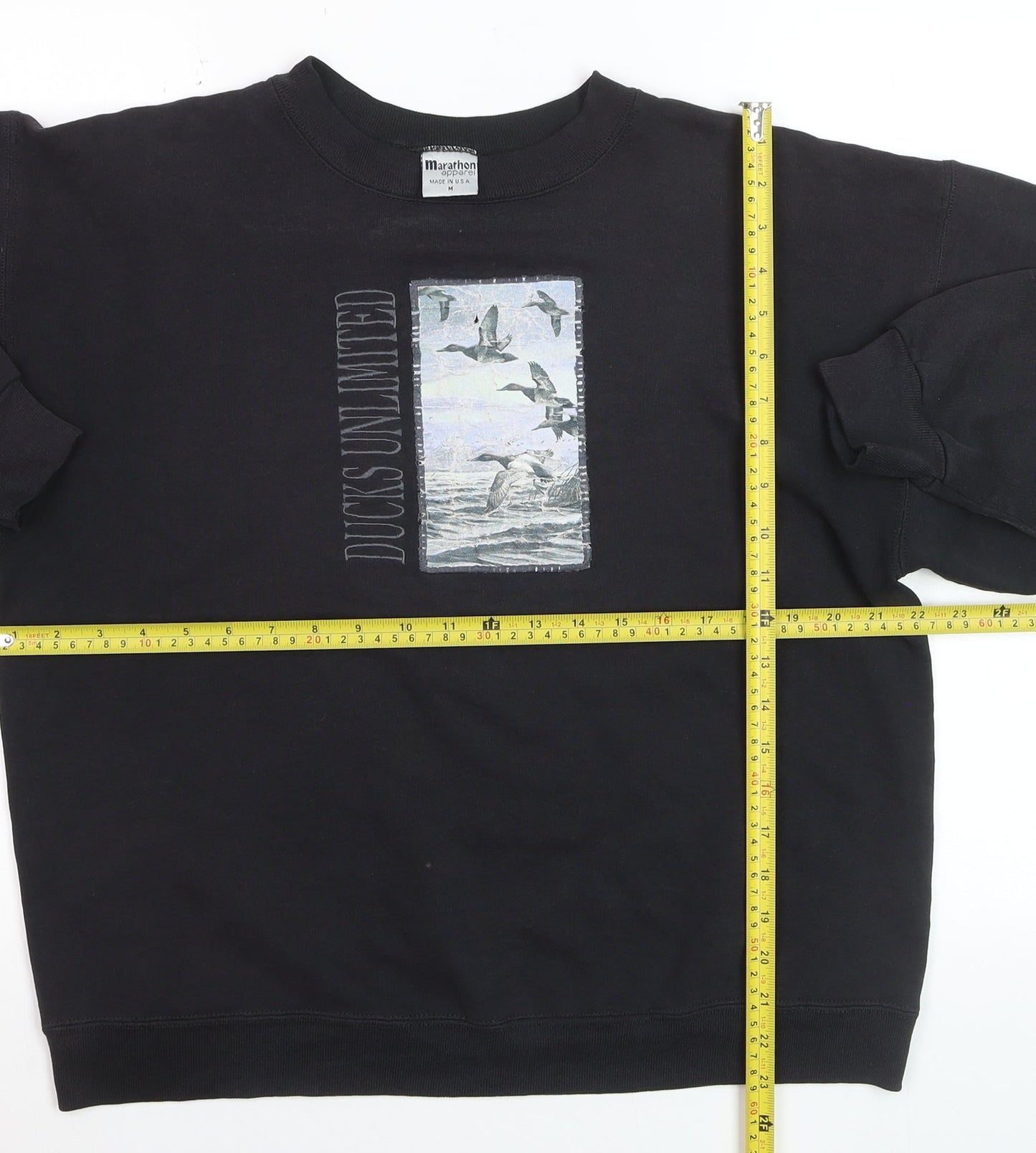 Marathon Apparel Mens Black Duck Graphic Pullover Sweatshirt M
