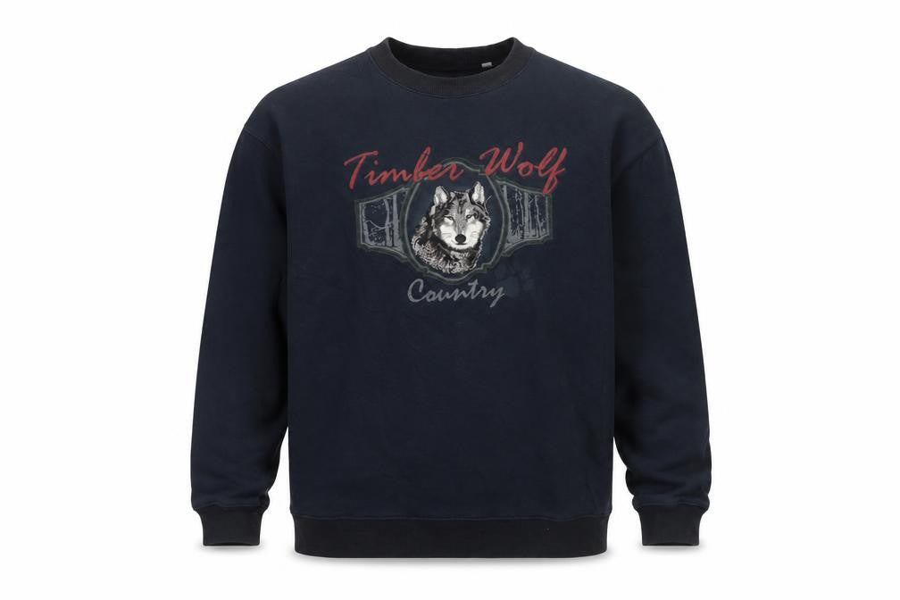 Croft & Barrow Men's Black Wolf Graphic Pullover Sweatshirt M