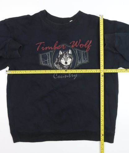 Croft & Barrow Men's Black Wolf Graphic Pullover Sweatshirt M